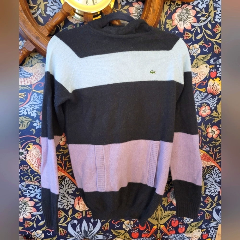 Lacoste colorblock striped hooded sweater, size 38